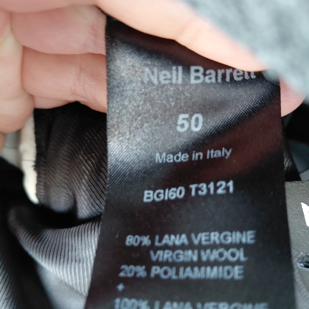 Neil Barrett Slim Fit Colorblock Wool Blazer Jacket Gray Black Italy Size 50 Lux - Picture 3 of 7